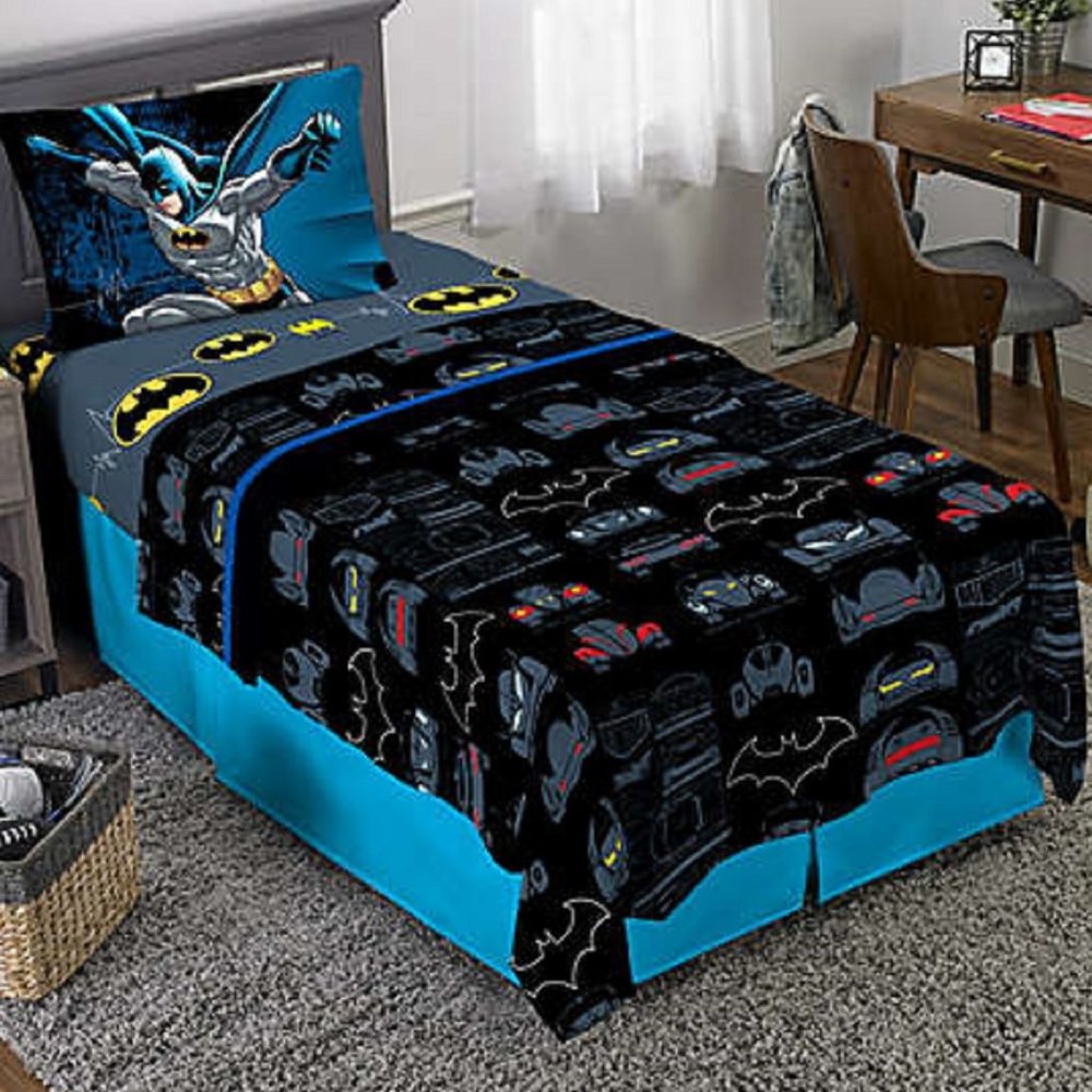 new Batman Guardian Speed Black, Gray, and Blue Microfiber Twin Sheet Set